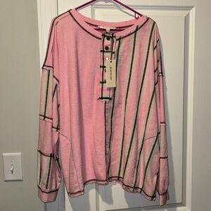 Pink Striped Women's Top